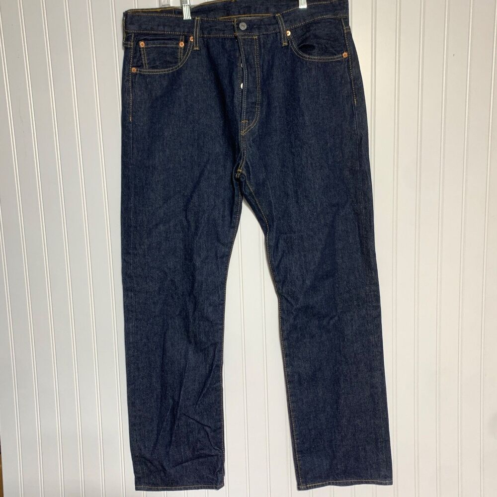 Levis 501 Jeans Mens 36x32 Dark‎ Wash Button Fly Straight Leg Denim Classic